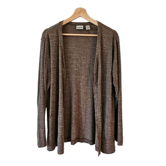 Chico's Open Front Cardigan Sweater Womens Long Sleeve Olive Green Size 1 US 8 - Picture 1 of 6